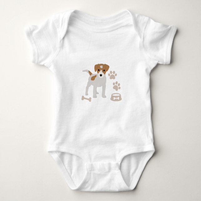 Niedlicher Hund Welpe Paw Druckmuster Baby Strampler (Vorderseite)