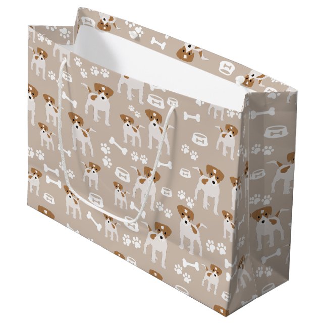 Niedlicher Hund Welpe Paw Druckmuster Große Geschenktüte (Vorderseite Schrägansicht)