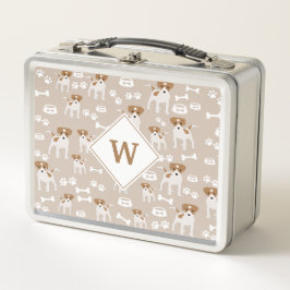 Niedlicher Hund Welpe Paw Prints Muster Monogramm Metall Brotdose