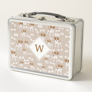 Niedlicher Hund Welpe Paw Prints Muster Monogramm Metall Brotdose
