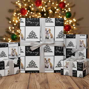 Niedlicher Hund Welpe Pet Merry Black Christmas Tr Geschenkpapier