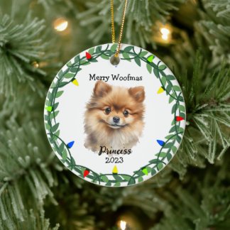 Niedlicher Hund/Welpe Spitz Monogramm Ornament