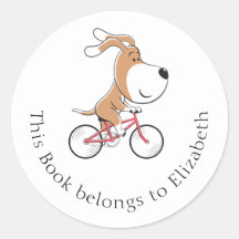 Niedlicher Hund Welpenfahrrad Buchzeichen Dieses B
