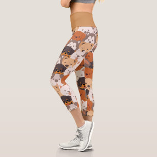 Niedlicher Hund Welpenhunde Pfote Haustier Nahtlos Capri Leggings