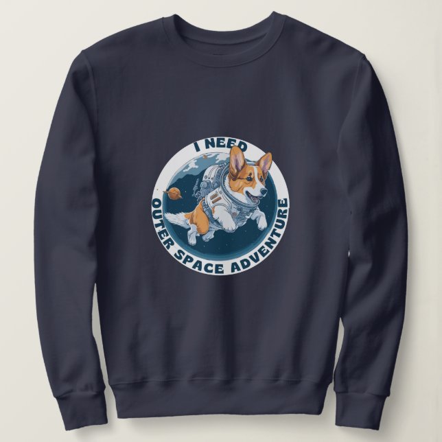 Niedlicher Hund Weltraumabenteuer Sweatshirt (Design vorne)