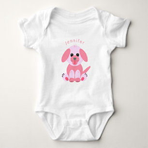 Niedlicher Hunde Cartoon Pink Personalisiert Baby Strampler