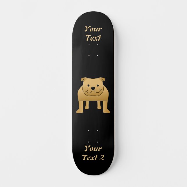 Niedlicher Hunde Cartoon. Red Bulldog. Skateboard (Vorderseite)