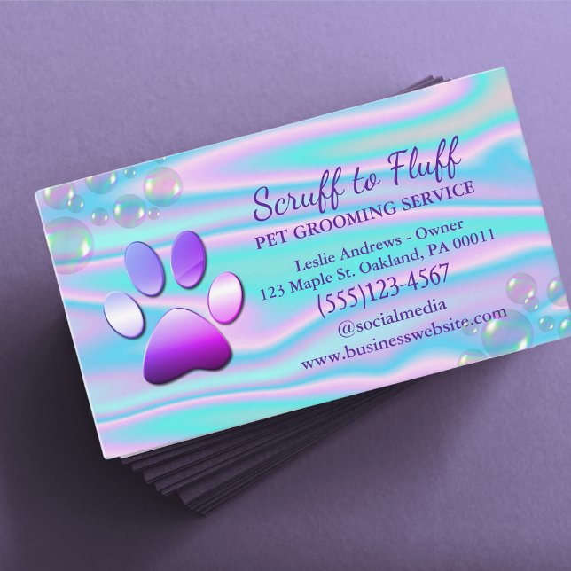 Niedlicher Hunde-Grooming-Service Pad Holografisch Visitenkarte (Von Creator hochgeladen)