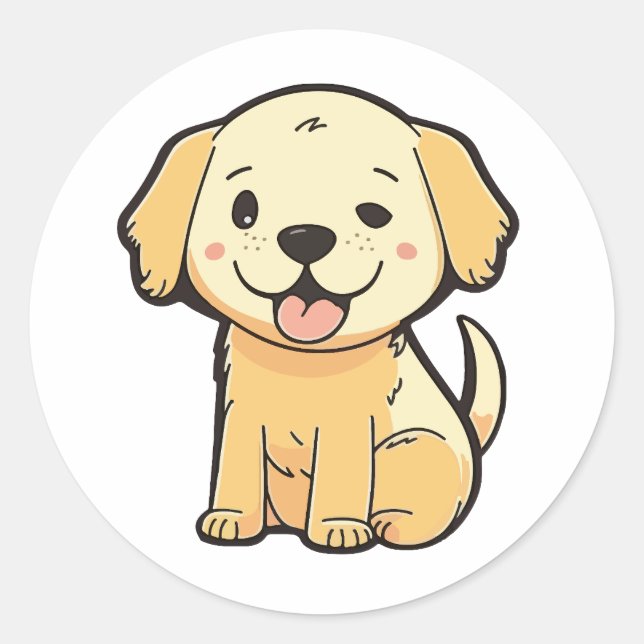 niedlicher Hundeaufkleber Cartoon Runder Aufkleber (Vorderseite)
