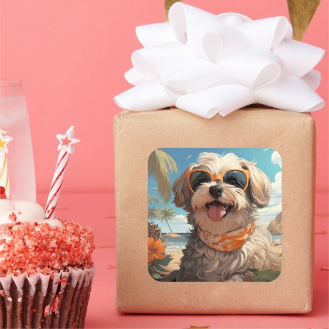 Niedlicher Hundeaufkleber Quadratischer Aufkleber (Party)