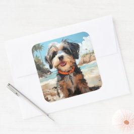 Niedlicher Hundeaufkleber Quadratischer Aufkleber