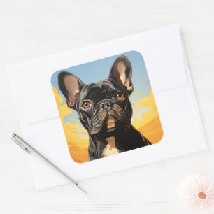 Niedlicher Hundeaufkleber Quadratischer Aufkleber