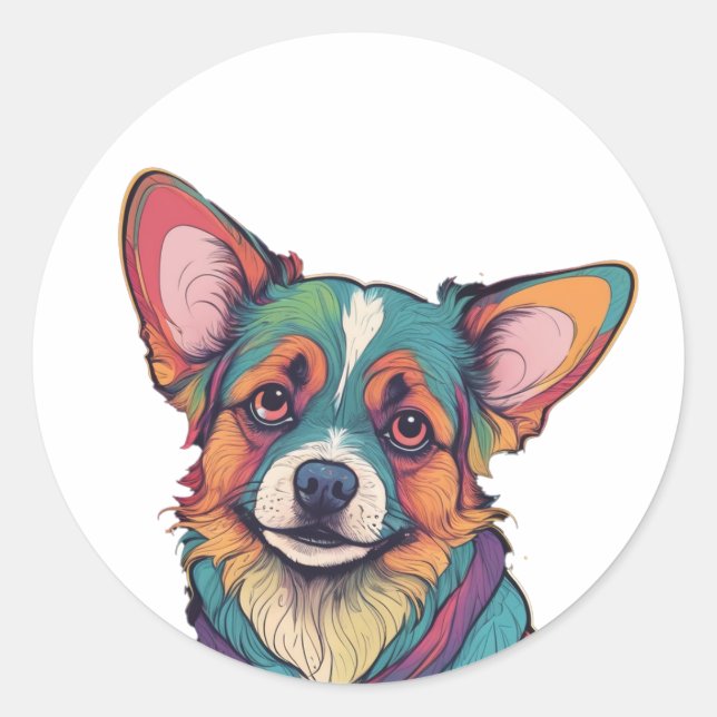 niedlicher Hundeaufkleber Runder Aufkleber (Vorderseite)