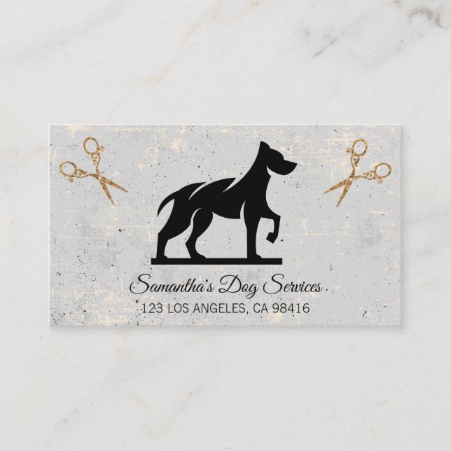 Niedlicher Hundebau Elegant Shears Business Card Visitenkarte (Vorderseite)