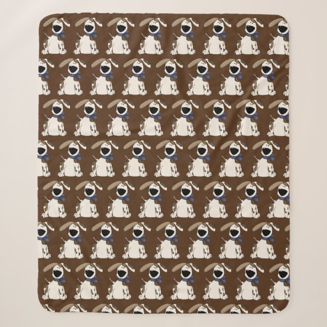 niedlicher Hundedruck auf braun Sherpadecke (Vorderseite)