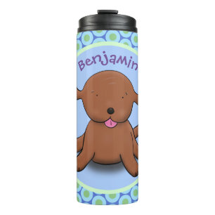 Niedlicher Hundehund - blauer Cartoon Thermosbecher