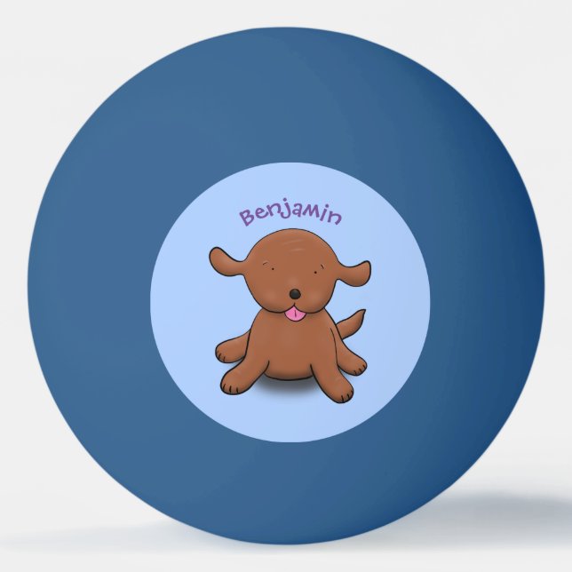 Niedlicher Hundehund - blauer Cartoon Tischtennisball (Vorderseite)