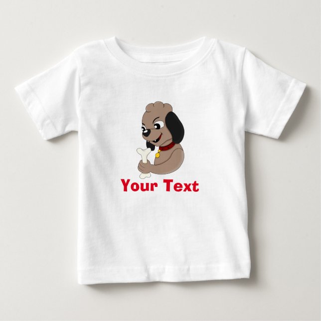 Niedlicher Hundehund-Cartoon Baby T-shirt (Vorderseite)