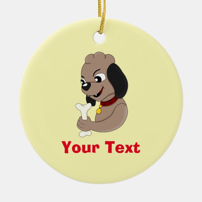 Niedlicher Hundehund-Cartoon Keramik Ornament (Vorne)