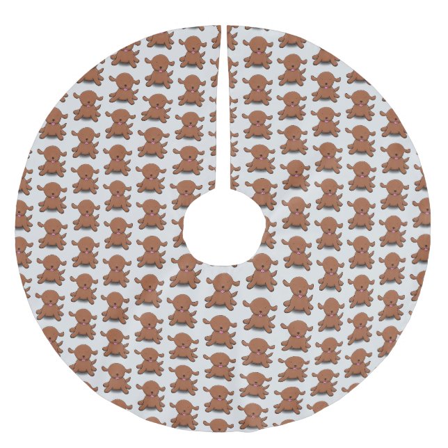 Niedlicher Hundehund Cartoon Polyester Weihnachtsbaumdecke (Vorderseite)