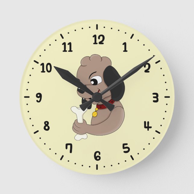 Niedlicher Hundehund Cartoon rund um die Uhr (Vorderseite)