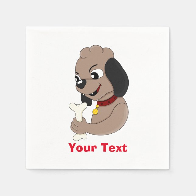 Niedlicher Hundehund Cartoon Servietten (Vorderseite)