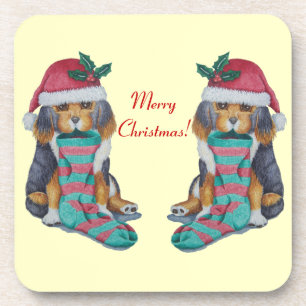 niedlicher Hundehund in Schwarz-Weiß-Kleidung Getränkeuntersetzer