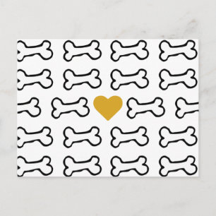 Niedlicher Hundeknochen mit Goldenem Herzen Postkarte