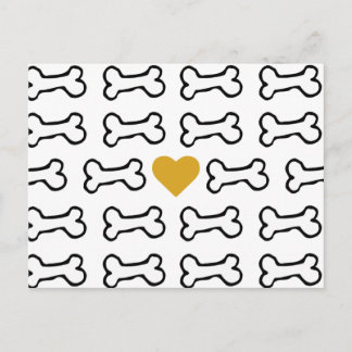 Niedlicher Hundeknochen mit Goldenem Herzen Postkarte
