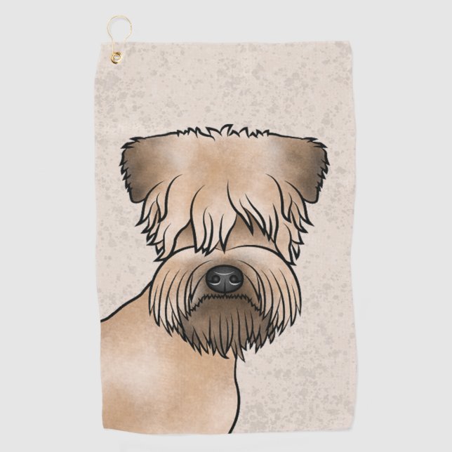Niedlicher Hundekopf auf Beige mit weichem Rad Golfhandtuch (Vorderseite)
