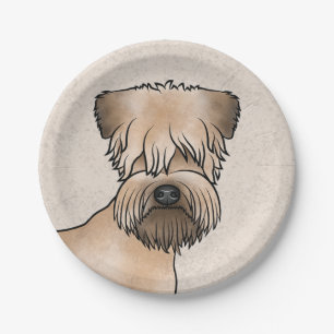 Niedlicher Hundekopf auf Beige mit weichem Rad Pappteller