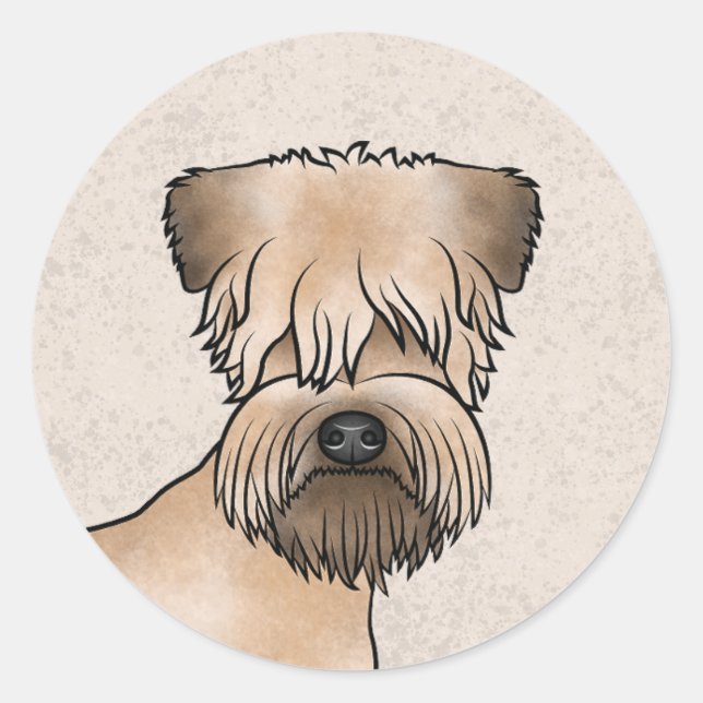 Niedlicher Hundekopf auf Beige mit weichem Rad Runder Aufkleber (Vorderseite)