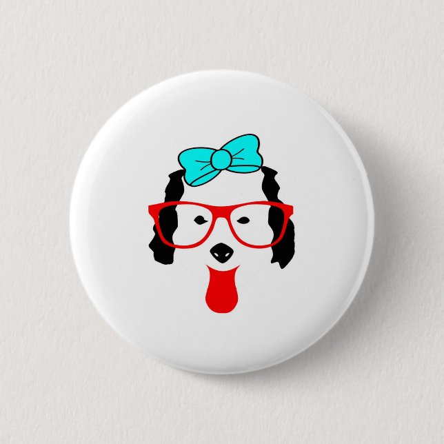 Niedlicher Hundekopf Zeichnend Button (Vorderseite)