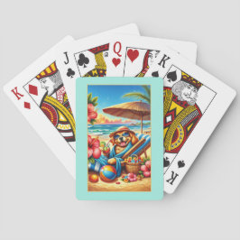 Niedlicher Hundelang am Strand Spielkarten