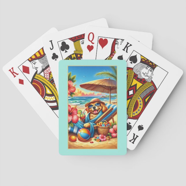 Niedlicher Hundelang am Strand Spielkarten (Rückseite)