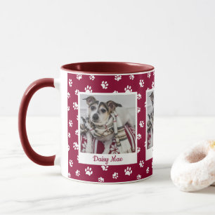 Niedlicher Hundename und Foto Rot- und Weißaufdruc Tasse