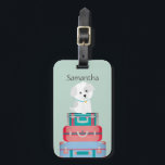 Niedlicher Hundesitz auf Koteletten Personalisiert Gepäckanhänger<br><div class="desc">Adorabler Hund saß auf Koffern.</div>