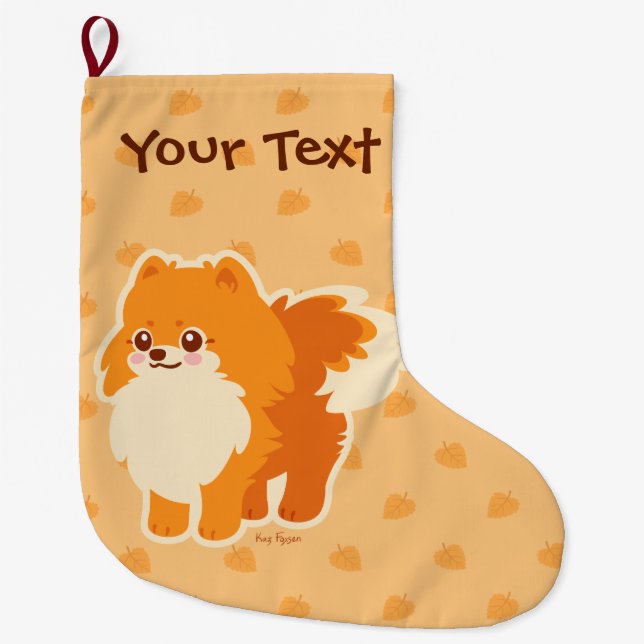 Niedlicher HundKawaii Spitz Großer Weihnachtsstrumpf (Vorderseite)