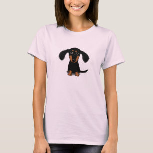 Niedlicher Hundshund-Cartoon für Langhaarige Dacke T-Shirt