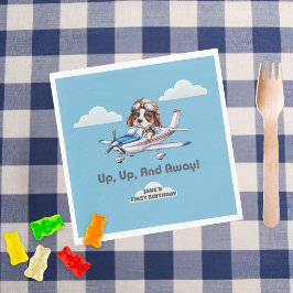 Niedlicher Hundspilot und Cessna Flugzeug, Reisen, Serviette