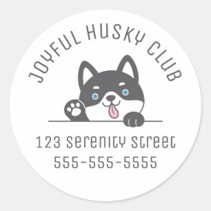 Niedlicher Husky-Dog-Peeking über dem benutzerdefi Runder Aufkleber
