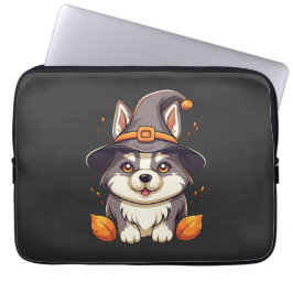 Niedlicher Husky-Hund in einem Hexenhutehund Laptopschutzhülle
