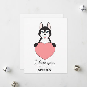 Niedlicher Husky in der Liebe Valentine Feiertagskarte
