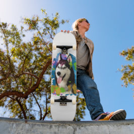 Niedlicher Husky. Skateboard