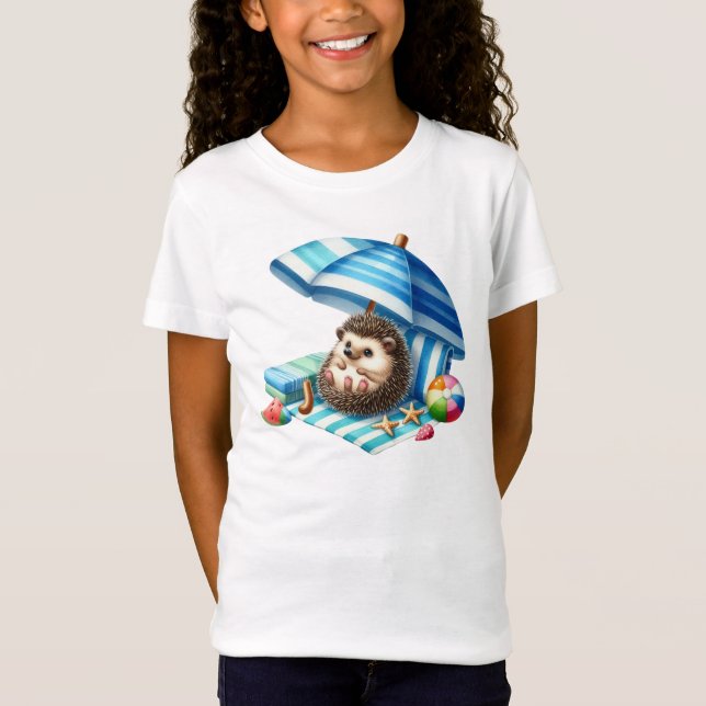 Niedlicher Igel am Strand T-Shirt (Vorderseite)