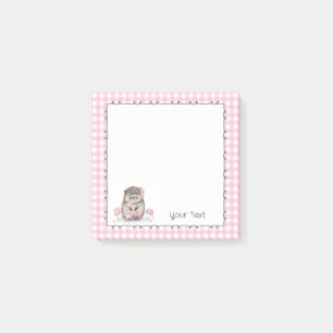 Niedlicher Igel Benutzerdefinierter Text, rosa Anm Post-it Klebezettel