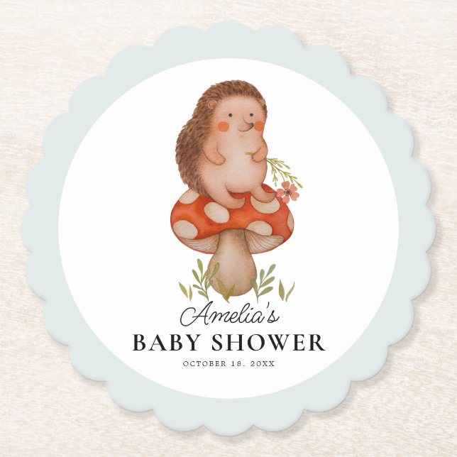 Niedlicher Igel Blue Baby Dusche Untersetzer (Vorderseite)
