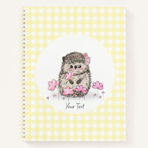 Niedlicher Igel Blume Gelbes Muster Notizbuch