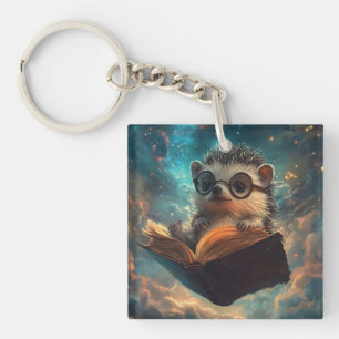 Niedlicher Igel Bookworm in einer Galaxie der Gesc Schlüsselanhänger