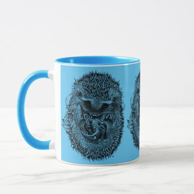 Niedlicher Igel Combo Kaffee Tasse blau (Links)